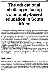 The educational challenges facing community-based education in South Africa