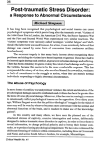 Post-traumatic stress disorder: a response to abnormal circumstances