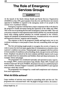 The role of emergency service groups