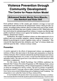 Violence prevention through community development: the Centre for Peace Action Model