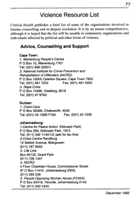 Violence resource list