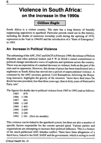 Violence in South Africa: on the increase in the 1990s