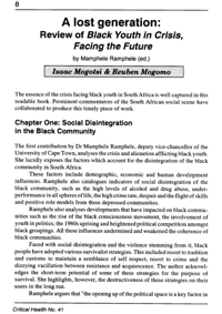 A lost generation: Review of Black youth in crisis, facing the future