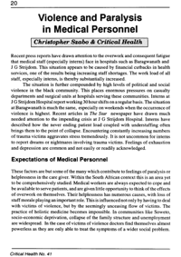 Violence and paralysis in medical personnel