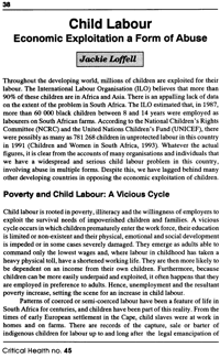 Child labour: economic exploitation a form of abuse