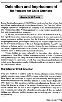 Detention and imprisonment: no panacea for child offences