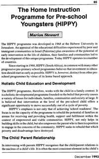 The Home Instruction Programme for Pre-school Youngsters (HIPPY)