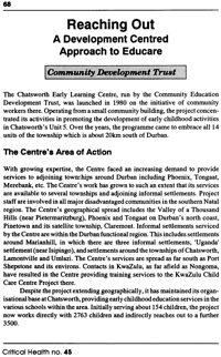 Reaching out: a development centred approach to Educare