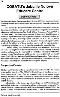 COSATU`s Jabulile Ndlovu Educare Centre