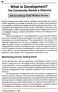 What is development?: the community worker`s dilemma