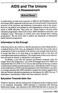 AIDS and the Unions: a reassessment