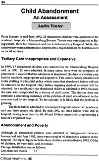 Child abandonment: an assessment