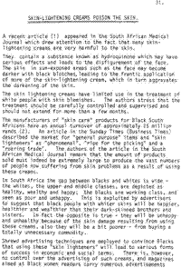 Skin-lightening creams poison the skin
