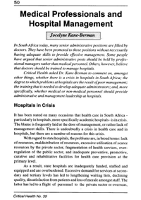 Medical professionals and hospital manangement