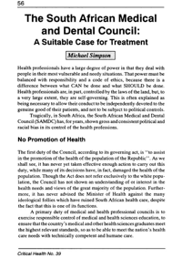 The South African Medical and Dental Council: a suitable case for treatment