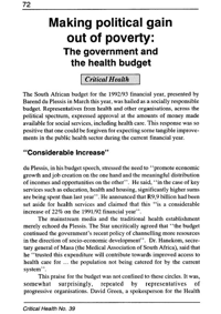 Making political gain out of poverty: the government and the health budget