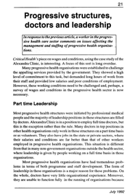 Progressive structures, doctors and leadership