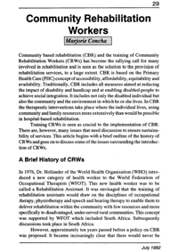 Community rehabilitation workers