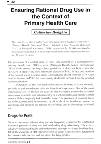 Ensuring rational drug use in the context of primary health care
