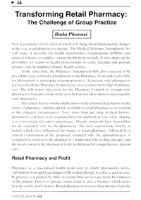 Transforming retail pharmacy: the challenge of group practice