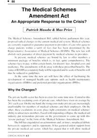 The Medical Schemes Amendment Act: an appropriate response to the crisis