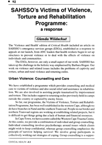 SAHSSOs victims of violence, torture and reh
