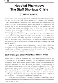 Hospital pharmacy: the staff shortage crisis