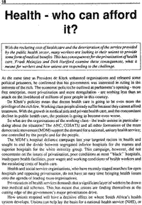 Health - who can afford it?
