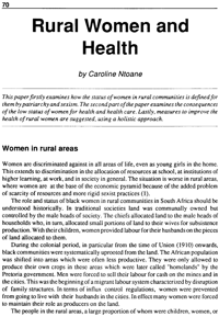 Rural women and health