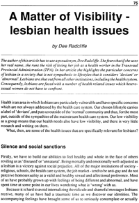A matter of visibility - lesbian health issues
