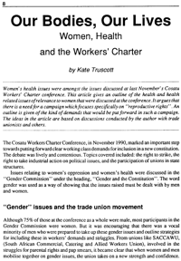 Our bodies, our lives: Women, health and the Worker`s Charter
