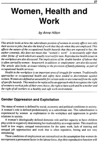 Women, health and work