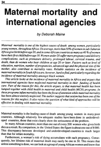 Maternal mortality and international agencies