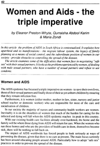 Women and Aids - the triple imperative