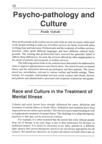 Psycho-pathology and culture