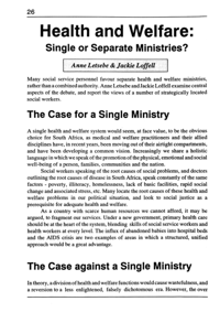 Health and welfare: single or separate ministers?