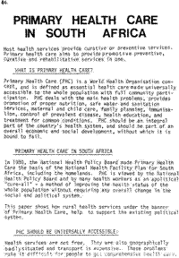 Primary health care in South Africa
