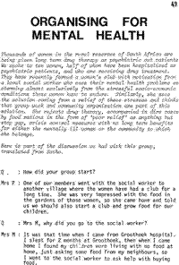Organising for mental health