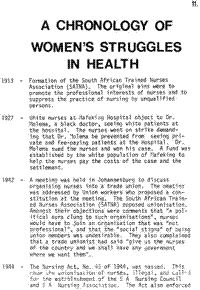 A chronology of women`s struggles in health