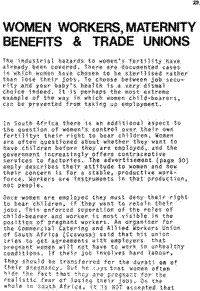 Women workers, maternity benefits and trade unions
