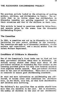 The Alexandra childminding project