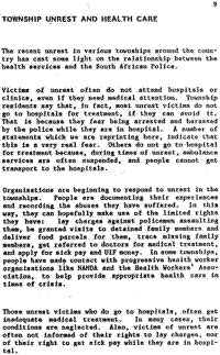 Township unrest and health care