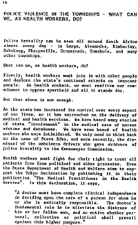 Public violence in the townships: what can we, as health workers, do?