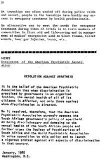 Resolution against apartheid