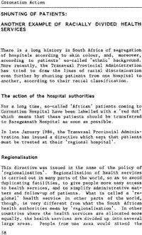 Shunting of patients - another example of racially divided health services