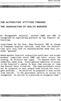 The authorities attitude towards the unionisation of health workers