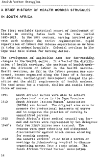 A brief history of health worker struggles in South Africa