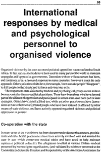 International responses by medical and psychological personnel to organised violence
