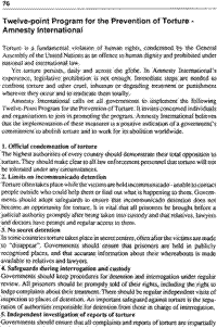 Twelve-point program for the prevention of torture - Amnesty International