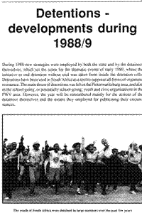 Detentions - developments during 1988/9